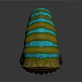 Unusual Plant with Yellow Green Stripes Blue Glowing Parts and Leg Like Base