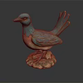Turquoise Brown And Pink Decorative Bird Sculpture With Stone Cloud Base