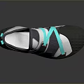 Gray And Silver Casual Sneakers With Turquoise Laces And Textured Upper