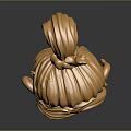 Golden Cartoon Girl Statue With Ponytail Skirt And Shiny Reflective Surface