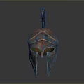 Ancient Greek Spartan Helmet With Copper Gold Metallic Finish And Spiked Top Face Guard 3d model