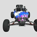 Sporty Off Road Buggy Featuring Colorful Checkered Pattern Large Tires and Roof Spotlights