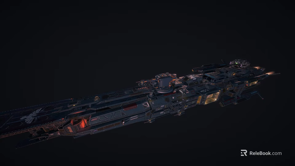 Futuristic Sci Fi Spaceship With Detailed Mechanical Structure And Glowing Elements 3d model 