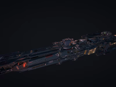 Futuristic Sci Fi Spaceship With Detailed Mechanical Structure And Glowing Elements 3d model