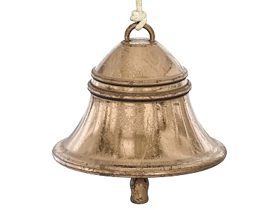 Vintage Brass Hanging Bell With Decorative Metal Craft And Traditional Design 3d model