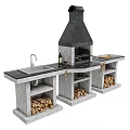 Modern Outdoor Kitchen Cabinet Design With Grill Sink Countertop And Firewood Storage
