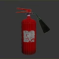 Red Fire Extinguisher With Red Nozzle Black Hose And White Instructional Label
