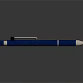 Sleek Blue Writing Pen With Metallic Accents And Smooth Grip Design