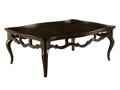 Classic Dark Wood Coffee Table With Intricate Carved Legs And Smooth Top 3d model