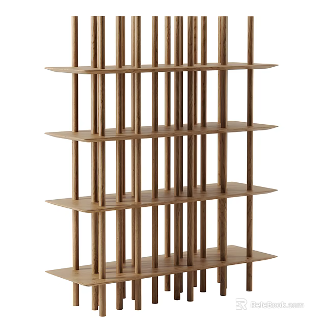 Modern Wooden Shelf Unit With Multiple Tiered Shelves For Home Storage 3d model 
