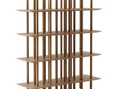 Modern Wooden Shelf Unit With Multiple Tiered Shelves For Home Storage 3d model