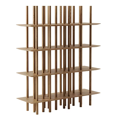 Modern Wooden Shelf Unit With Multiple Tiered Shelves For Home Storage 3d model