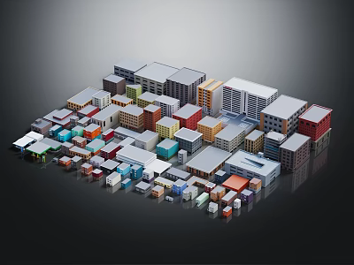 Colorful Urban Building Models With Diverse Styles And Various Roof Designs 3d model