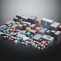 Colorful Urban Building Models With Diverse Styles And Various Roof Designs