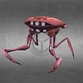 Red Multi Legged Sci Fi Mechanical Creature Character With Round White Dots