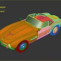 Orange Vintage Sports Car With Convertible Top Sleek Body Black Wheels And Shiny Reflection