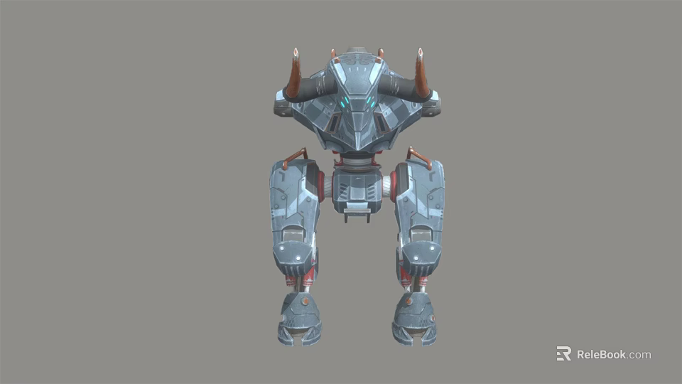 Mechanical Creature Robot Design With Horns Metal Armor And Mechanical Legs 3d model 