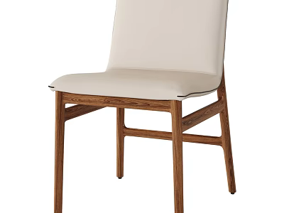 Contemporary Single Chair With White Padded Seat And Solid Wooden Frame 3d model