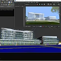 Modern Hospital Building with Glass Curtain Wall and Wavy Design in Open Plaza Green Lawn