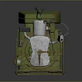 Vintage Green Industrial Generator With Metal Frame Pipes And Base