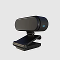 Black Business Webcam With HD Lens Adjustable Clip Stand And Blue Light