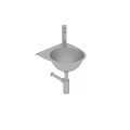 Stainless Steel Free Standing Wash Basin With Modern Faucet And Plumbing Pipes
