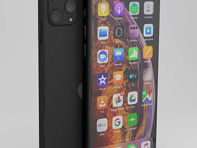 Black Smartphone With Dual Camera System And Vibrant App Icons On Screen 3d model