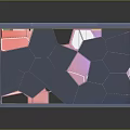 Vibrant Abstract Futuristic Cartoon Scene With Geometric Hexagons Polygons And Pink Brick Floor