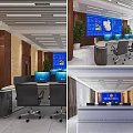 Modern Monitoring Room Intelligent Traffic Police Command and Dispatch Center 3d model