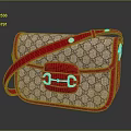 Stylish Patterned Shoulder Bag with Red Trim Red Strap and Golden Horsebit Detail