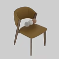 Modern Single Chair With Comfortable Beige Fabric Seat And Wooden Legs