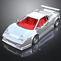 Silver Classic Sports Car With Red Interior And Rear Spoiler Design