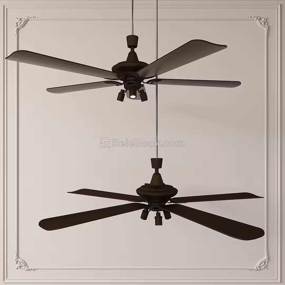 Mid-ancient ceiling fan lamp 3d model