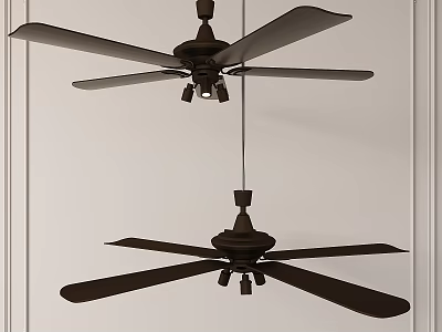 Mid-ancient ceiling fan lamp 3d model