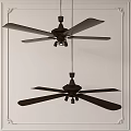 Mid-ancient ceiling fan lamp 3d model