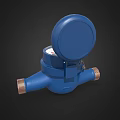 Blue Water Meter With Open Lid Mechanical Dial And Brass Connections
