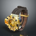 Elegant Gold Luxury Watch With Leather Strap And Mechanical Movement Design 3d model