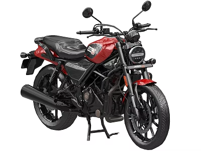 Red and Black Classic Motorcycle with Sleek Body and Modern Headlight Design 3d model