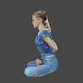 Game Movie Character In Blue Outfit Doing Cross Legged Floating Pose With Blurred Natural Background