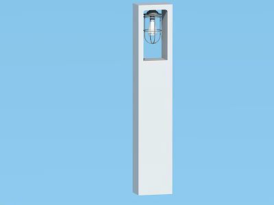 White Pillar Outdoor Light With Modern Lantern Design And Clear Glass Shade 3d model