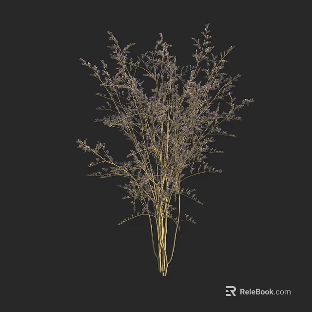 Decorative Vase With Delicate Purple Flowers On Slender Stems For Home Decor 3d model 