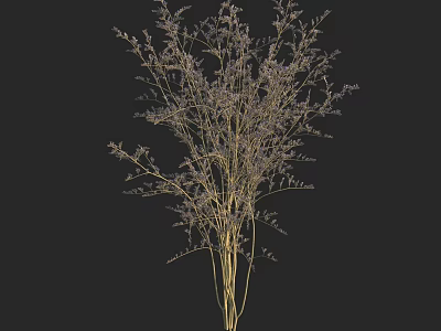 Decorative Vase With Delicate Purple Flowers On Slender Stems For Home Decor 3d model