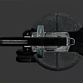Futuristic Sci Fi Weapon With Metallic Structure Black Handle And Blue Details