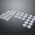 Assorted White Square And Round Buttons For Daily Household Use 3d model