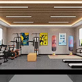 Modern Fitness Gym Interior With Strength Training Machines Boxing Bags And Posters