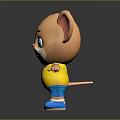 Cartoon Mouse Character With Big Pink Ears Blue Eyes Yellow Shirt And Blue Shorts Smiling