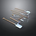 Essential Garden Tools Set With Wooden Handles And Metal Heads Including Shovel Rake Fork Sickle