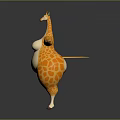 Chubby Cartoon Giraffe Character With Yellow Brown Spots Stretching Arms Standing