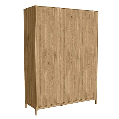 Stylish Wooden Wardrobe With Two Doors Modern Design Light Wood Finish For Bedroom Storage 3d model