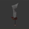 Fantasy Decorative Sword With Gray Blade Green Glowing Patterns And Red Hilt